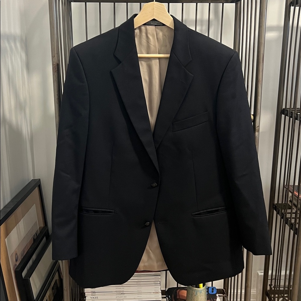 VINTAGE 100% Wool Blazer Midnight Navy 44R Notch Lapel